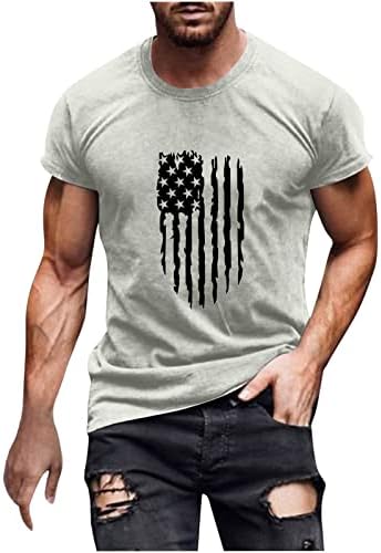 Lcepcy Vertical American Flag Shirt for Men Casual Crew pescoço de manga curta T camisetas em quarto de julho camisetas