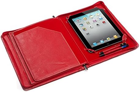 Caso de portfólio de couro de grão completo para iPad 11, 10,2 e 10,5 polegadas, vermelho, XZ-481-IP10.5-RED
