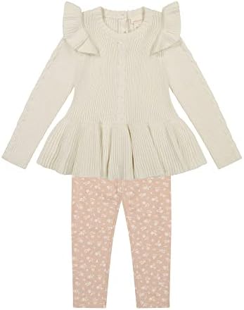 Laura Ashley 2 pacote bebê/criança menina de garota e malha de malha longa túnica de túnica peplum, malha de algodão e roupa de
