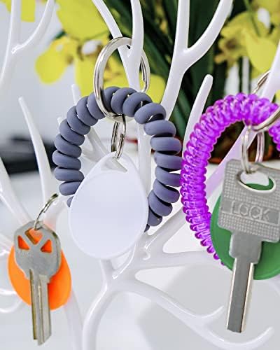 Uniclife 1,5 polegada Tags de chave coloridas para rotular tags de corrente plástica redonda redonda com anéis divididos Identificadores de itens resistentes em 7 cores variadas, 50 pacote