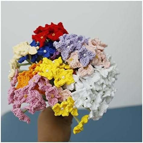 Wenlii Hand -Tareve Bouquet Wool Hook Simulação de tecelagem Cor Flor Hydrangea Fake Flower Creative