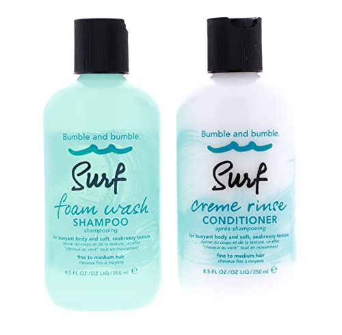 Bumble e Bumble Surf Foam Wash Shampoo de 8,5 oz Creme Creme Rinse Condicionador de 8,5 oz Duo
