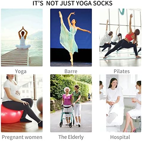 Meias de ioga de bioaum para mulheres - 6 pares Algodão almofada de algodão não deslizamento Slipper Pilates Hospital