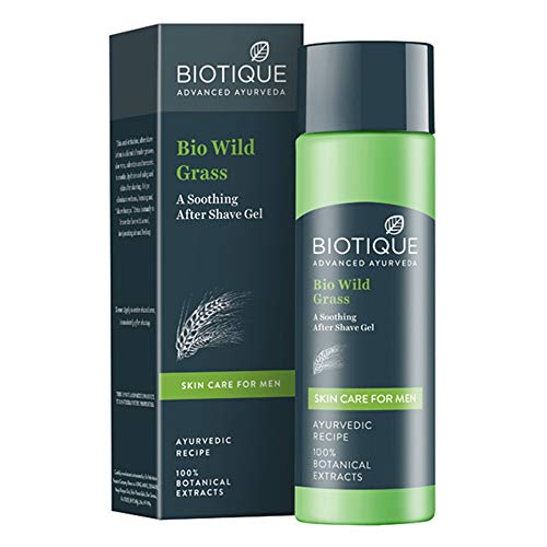 Biotique Bio Wild Grass Um gel calmante após a barbear para homens, 120ml Eu elimina os Shave Bumps I natural e orgânico
