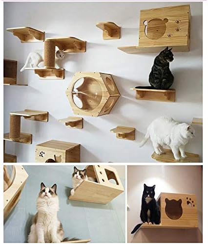 Holppo Hammock de gato montado na parede - camas e poleiros para gatos - móveis de gatinho premium para dormir, brincar, escalar e relaxar a torre de árvores de gatos