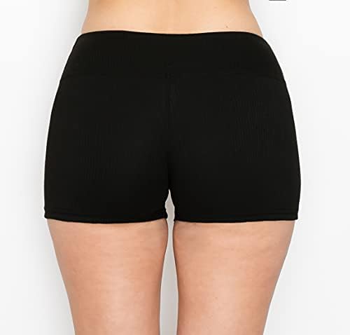 Shorts de ioga com nervuras com nervuras sempre femininas - calças curtas da cintura alta de cintura alta premium