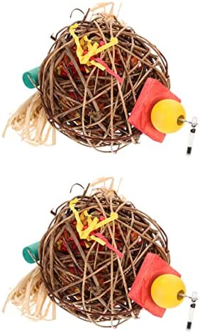 IPETBOOM 2PCS Forrageando os papagaios de brinquedos de brinquedos pendurados para mastigar brinquedos de pássaros