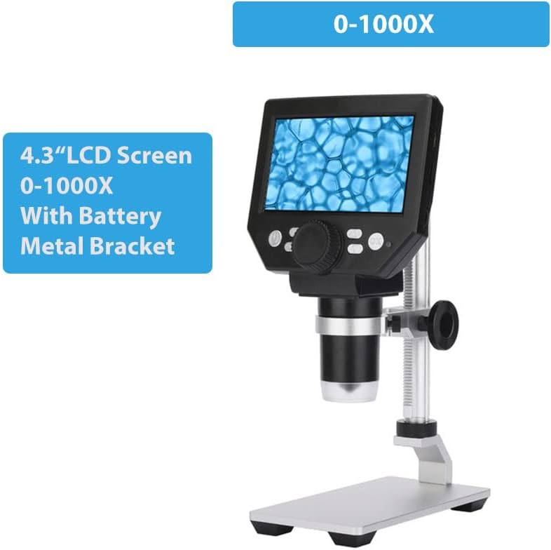 Kit de acessórios para microscópio para adultos G1200 12MP 1-1200X/600X Microscópio de vídeo eletrônico digital 7/4,3 polegadas