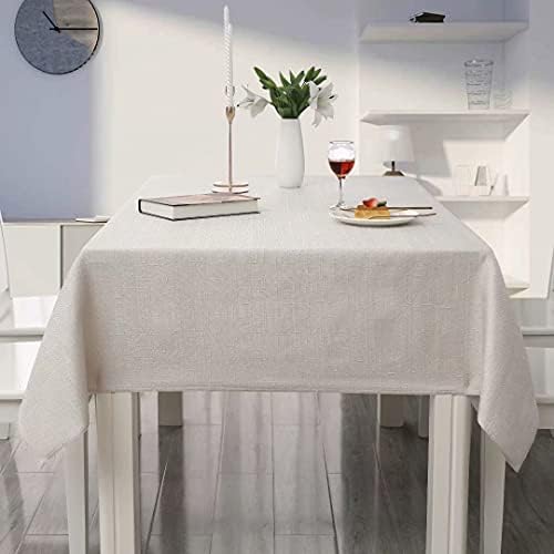 Mikiup Faux Linen Retângulo Talha de mesa - Tabela de mesa com textura de textura à prova d'água e lavável tecelão, cobertura