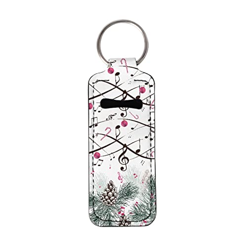 YoungerBaby Xmas Tree Music Symbol Chapstick Holder Keychain Clip-on Sleeve Chapstick Bolsa Lip Balmo Holster Rastreador
