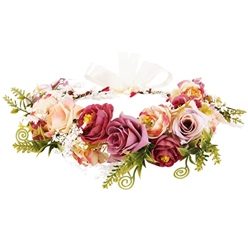 Yariew rose flor hosangue para mulheres meninas coroa floral hapterpied wedding noivo cocar de cabelo de cabelo grinalda