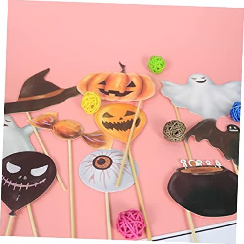 Parliky 10pcs Wooden Favor Photography Ghost Sticks Bat Spider Cosplay Pumkin For Pattern Booth Supplies Decorações de Halloween