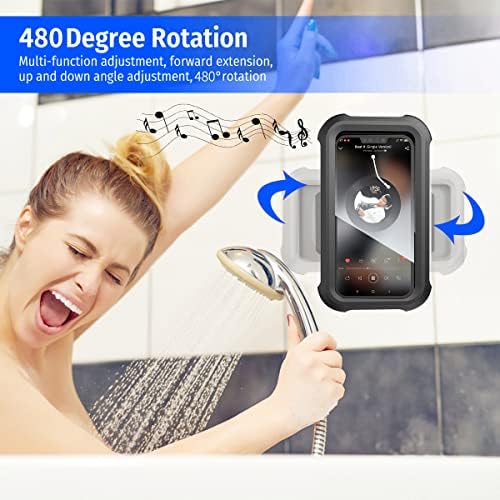 cymtkbr titular de telefone do chuveiro à prova d'água de 480 ° de parede de parede de parede de parede com telha de toque HD Telefone guardiano até 7 polegadas para iPhone 13 12 Pro 11 xr Max Samsung Galaxy S21
