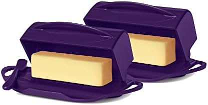 Prato de manteiga Butterie Flip-top com espalhador correspondente, 2-pacote