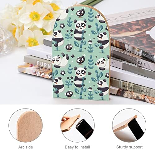 Play panda com suportes de livros de madeira de bambu não esquiadores Decorativo titular de livros Stop Stop Selves for Heavy