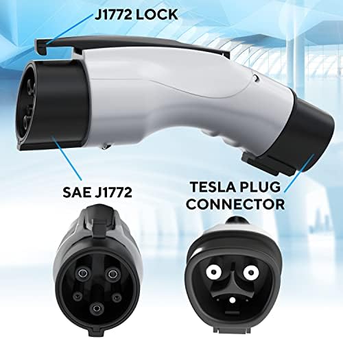 Charger da AkseSroyal Tesla para o adaptador de carregamento compatível J1772, conector de parede - conecta estações de caixa de carregamento UMC Tesla a SAE J1772 a veículos eletro e carros, max 48a e 250v