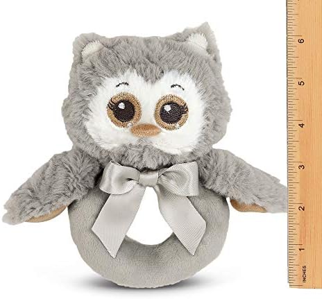 Bearington Baby Lil 'Owlie Plush Phyled Animal Cinza Cinzento Ranelado Macio, 5,5