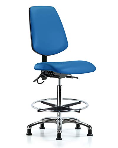 Labtech Seating LT41218 ESD VINIL HIGH Cadeira de bancada Média Base cromada, anel de pé cromado, esd odres, azul