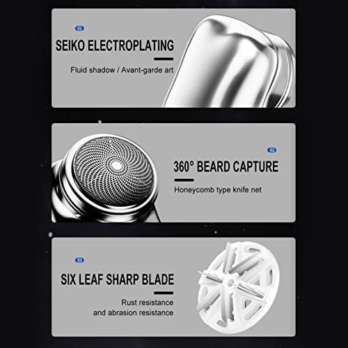 Razor elétrico para homens, Ipx7 Mini barbeador portátil de barbeador portátil, tamanho do bolso barbeador portátil molhado e seco