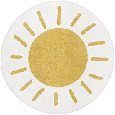 Doce JoJo Designs Boho Sun Accent Floor Tapete ou tapete de banho - Amarelo Gold Branco para Bohemian Rainbow Celro