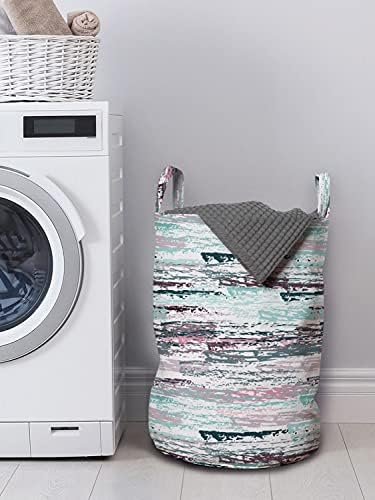 Bolsa de lavanderia abstrata de Ambesonne, contemporânea Grunge Brushstroke Stains Design Horizontal, cesto de cesto com alças