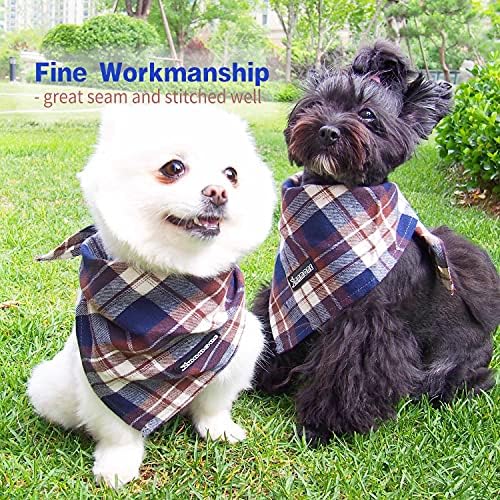 Bandanas xadrez laváveis ​​para cães e gatos, lenços confortáveis ​​do triangular ajustável para filhotes de garotos cachorros