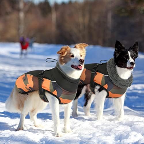 Casaco de cão idomik casaco de inverno de cachorro, jaqueta de cachorro impermeável para cães grandes, cão de cão frio casaco refletivo compa