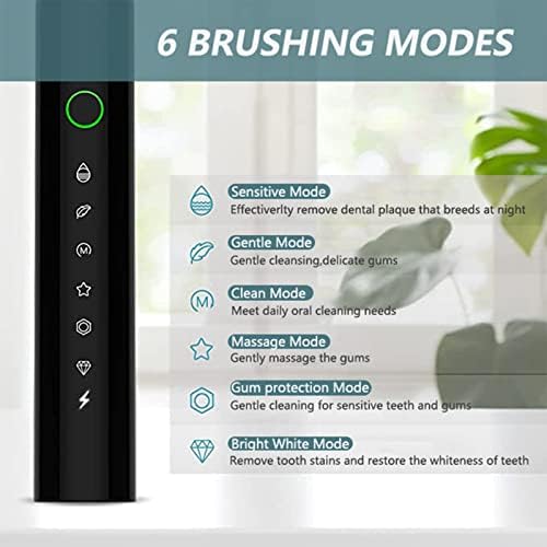 PSTUIKY Toothbrush elétrica Automático USB Recarregável Smart Timer de 6 velocidades IPX7 Viagem à prova d'água com cabeças de dente