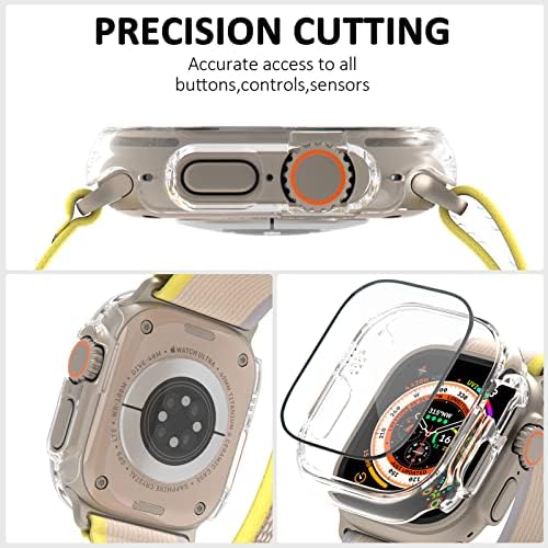 SPGUARD [2+2 pacote] Para Apple Watch Ultra 49mm Protetor de tela e caixa, filme protetor anti-fog e capa de face à prova
