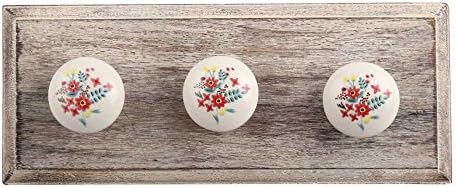 IndianShelf 6 Pack Hook | Ganchos -chave da fazenda | Cabides de xícara de café vermelho gancos | Ganchos de toalha de madeira para o banheiro montado na parede | O casaco floral ganha o pesado [10,16 cm]