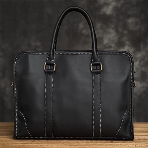 Borda de couro genuíno de sdfgh masculino bolsa de laptop preto bolsas de laptop preto bolsas de negócios casual