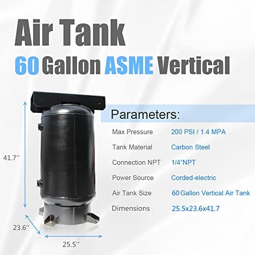 Receptor de ar industrial de 60 galões HPDMC Tanque de ar vertical classificado por 200 psi com codificação da ASME