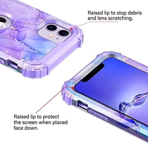 Casetego Compatível com a caixa do iPhone 11, Design de mármore Proteção pesada à prova de choque de 3 camadas PC