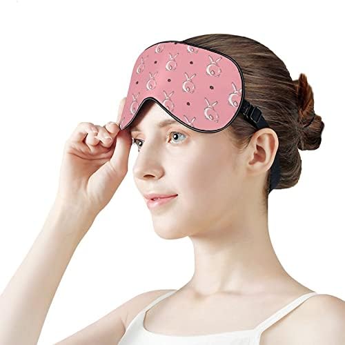 Máscaras de sono de padrão de coelho fofas com alça ajustável, máscaras de olho confortáveis ​​e suaves para bloquear luz