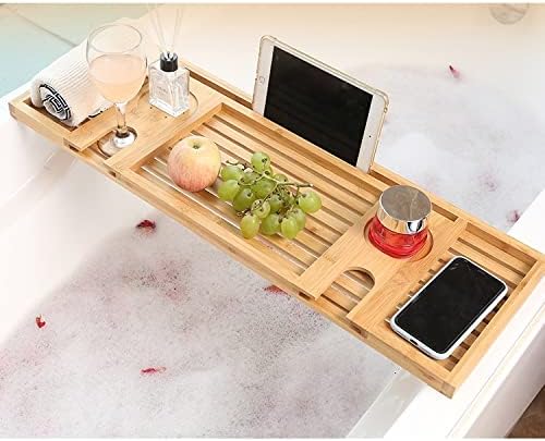 Prateleiras de bandeja de bandeja de banho de madeira Gretd Aplica -se para acessórios para banheiros caseiros de almofada/livro/tablet