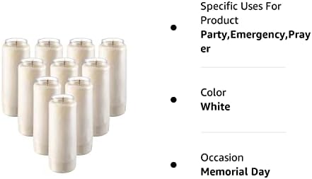 Tribello Velas de 9 dias, 10 pacote de 10 ”Velas de pilar branco para memorial, velas de oração, decoração de festas e velas de emergência - queimaduras lentas sem perfume