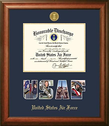 Imagens do campus AFDSW002S11X14 Medalhão de ouro da Força Aérea Aérea com Snap Shots, 11 X 14, Walnut