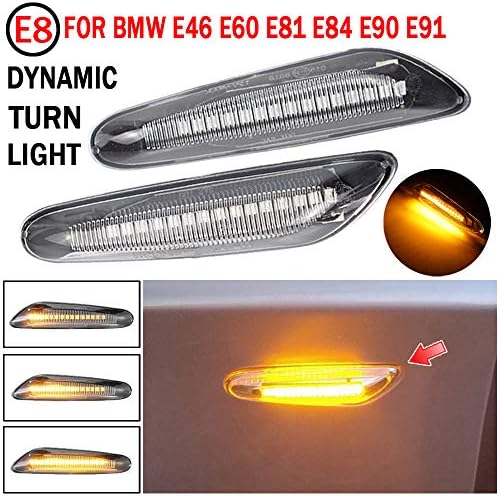 LED Dinâmica marcador lateral Turn Signal Light Blinker LEND LENS LENS CLARO AMBER PARA BMW 1 3 5 SERIES E60 E61 E81 E82 E88 E46 E90 E91 E92 E93 X3 E83 X1 E84