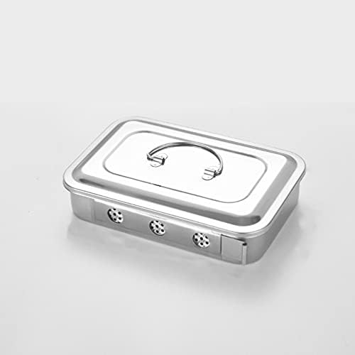 Caixa de aço inoxidável de cabilock com orifícios de tampa Bandejas de bandeja Organizador de alta temperatura Caixa de esterilizador para odontologia
