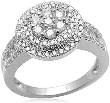 Tesouros eternos de prata esterlina 1cttw redonda genuína diamante de diamante do tamanho de anel 7 apenas 7