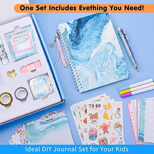 DIY Journal Set para meninas presentes de 8 9 10 11 12 13 anos ou mais, presentes de aniversário para garotas da idade entre garotas, arte e artesanato para adolescentes e adolescentes, meninas, scrapbook e diário