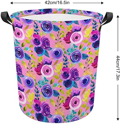 Cesto de lavanderia Floral Pattern15 Lavanderia cesto com alças cesto dobrável Saco de armazenamento de roupas sujas para quarto,