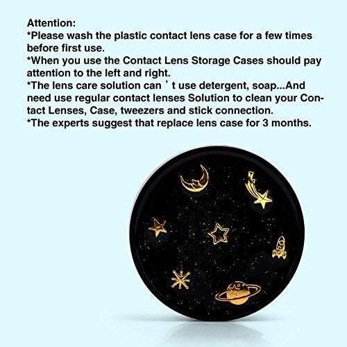 OFENE CONTATE LENS CASE, LOUNE LONO E ESTRELAS KIT CASAS DE CONTATO DE CONTATO COM LENTES REMOVER TOOL TWEEZERS Mirror Solution