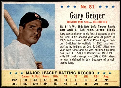 1963 Post Cereal # 81 Gary Geiger Boston Red Sox NM Red Sox