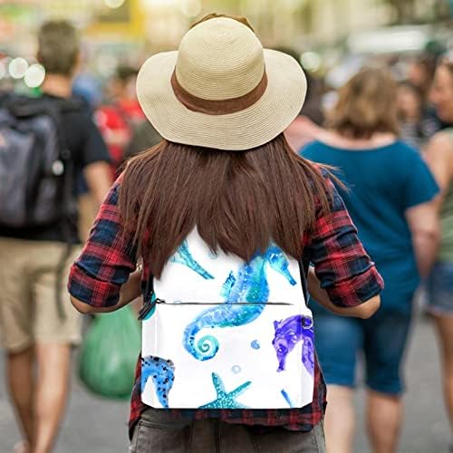 Mochila VBFOFBV para mulheres Laptop Daypack Backpack Bolsa casual de viagens, coral do hipocampo do mar roxo azul roxo