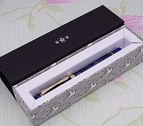Lanxivi Frost Handmade Dusk Blue Cellulóide caneta por liy, Alemanha Schmidt Fine Nib Luxury Collection Pen Case Set