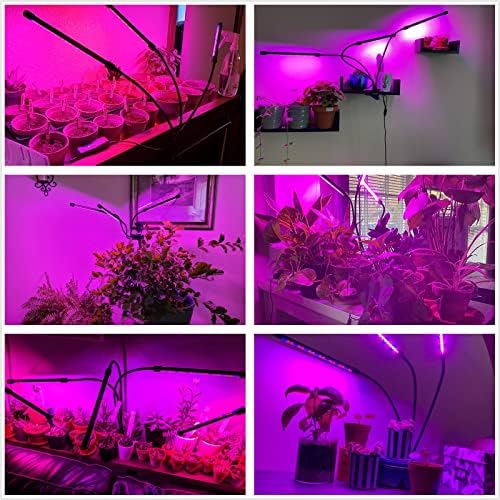 YOYOMOX LED Grow Light, lâmpada de cultivo de clipe de clipe de espectro completo com LEDs azuis vermelhos para plantas internas, 6 de nível Dimmable, Auto On Off timing 3 6 12hrs