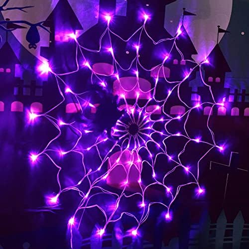 Luzes da teia de aranha pixfairy, halloween iluminado 8 80 lutes de aranha com aranha, jardim de jardim de aranha interno e externo