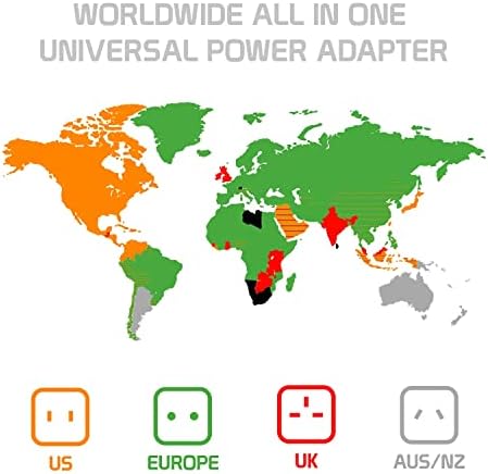 Viagem USB Plus International Power Adapter Compatível com a Sony H8324 para poder mundial para 3 dispositivos USB TypeC, USB-A para viajar entre EUA/EU/AUS/NZ/UK/CN