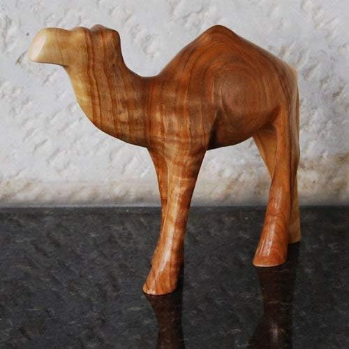 Mercado da Terra Santa Camelo de Baby de madeira esculpida à mão - acabamento brilhante